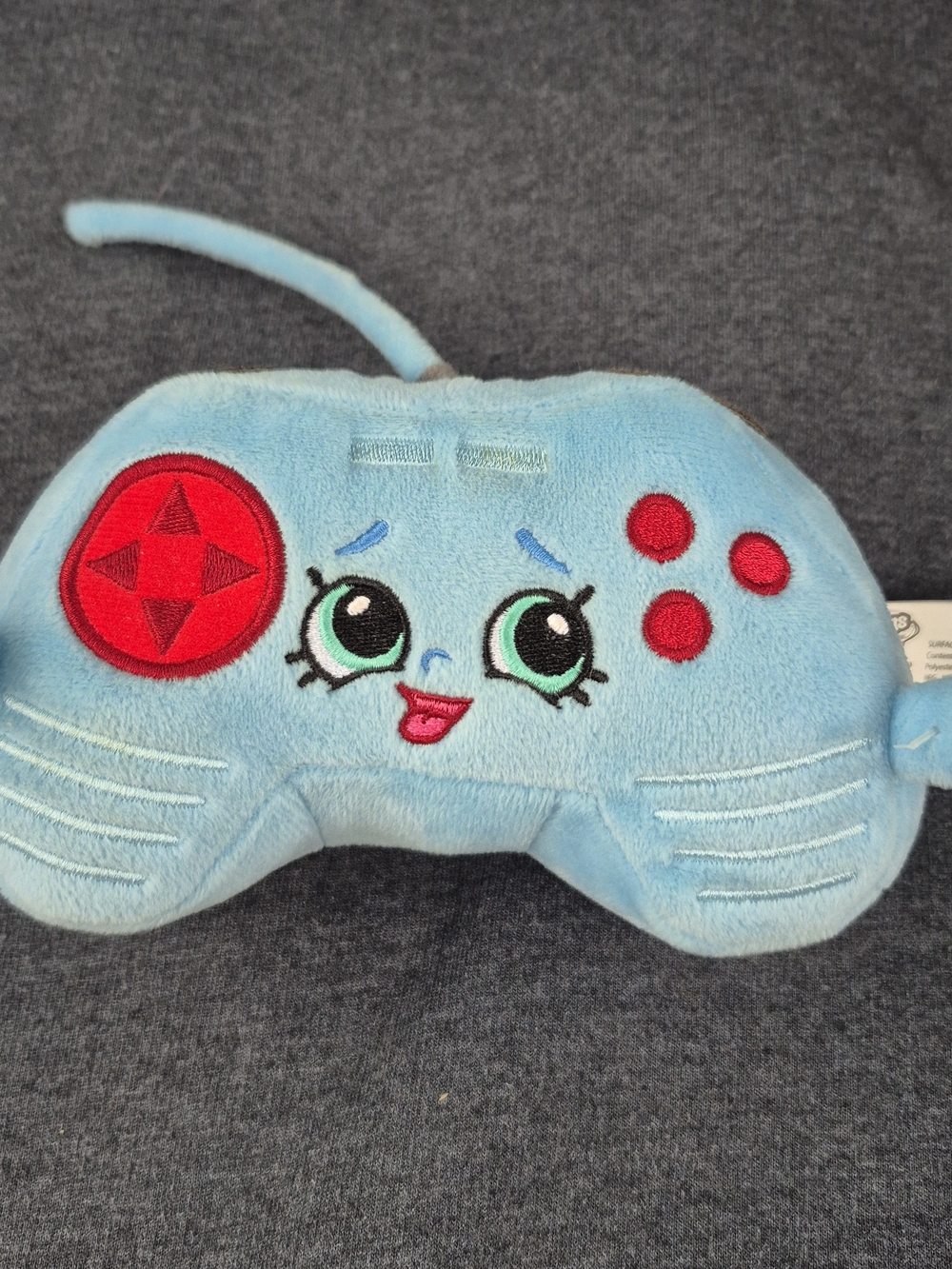 2013 Shopkins Plush Blue Game Controller Stuffed Toy with Red Accents